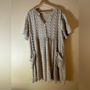 Boutique dusty blue Pom Pom dress